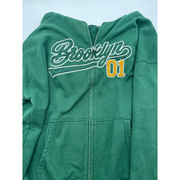 Green Brooklyn oversized zip hoodie sz Sm Style # 0849249 NY 01 Garage Street - Picture 6 of 7